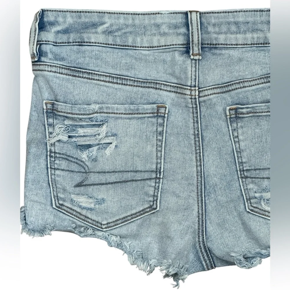 American Eagle Next Level Stretch Blue Raw Hem Cutoff Distressed Daisy Shorts 6